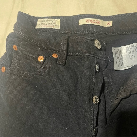 Levi's Premium Ribcage Straight Black Jeans W23L27 - Picture 11 of 12